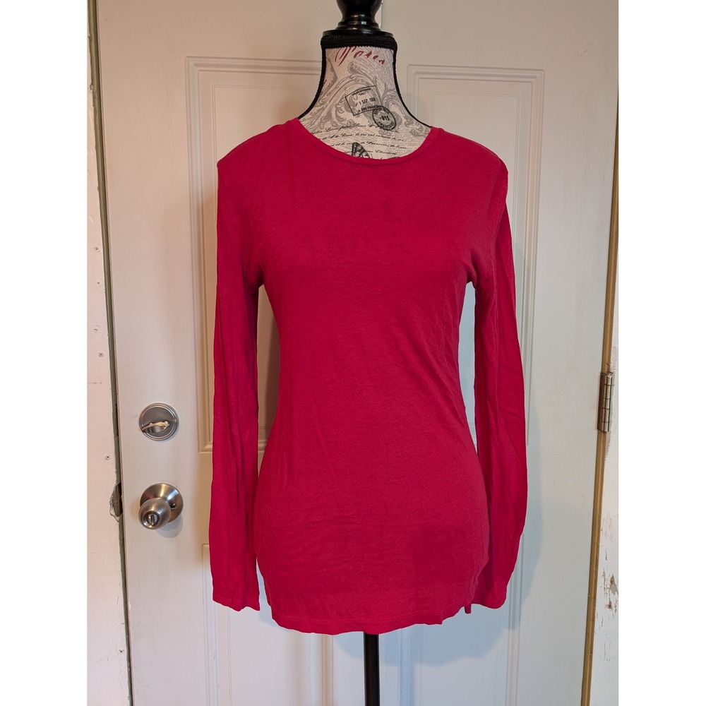 Mossimo Pink Long Sleeve Lightweight Cotton Tissue Tee Minimalist Women's Medium